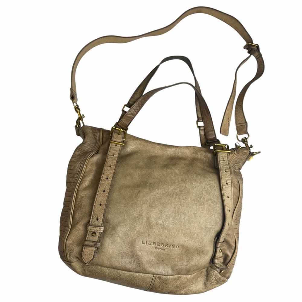 Liebeskind Berlin Taupe Leather Tote large Crossbody Bag purse